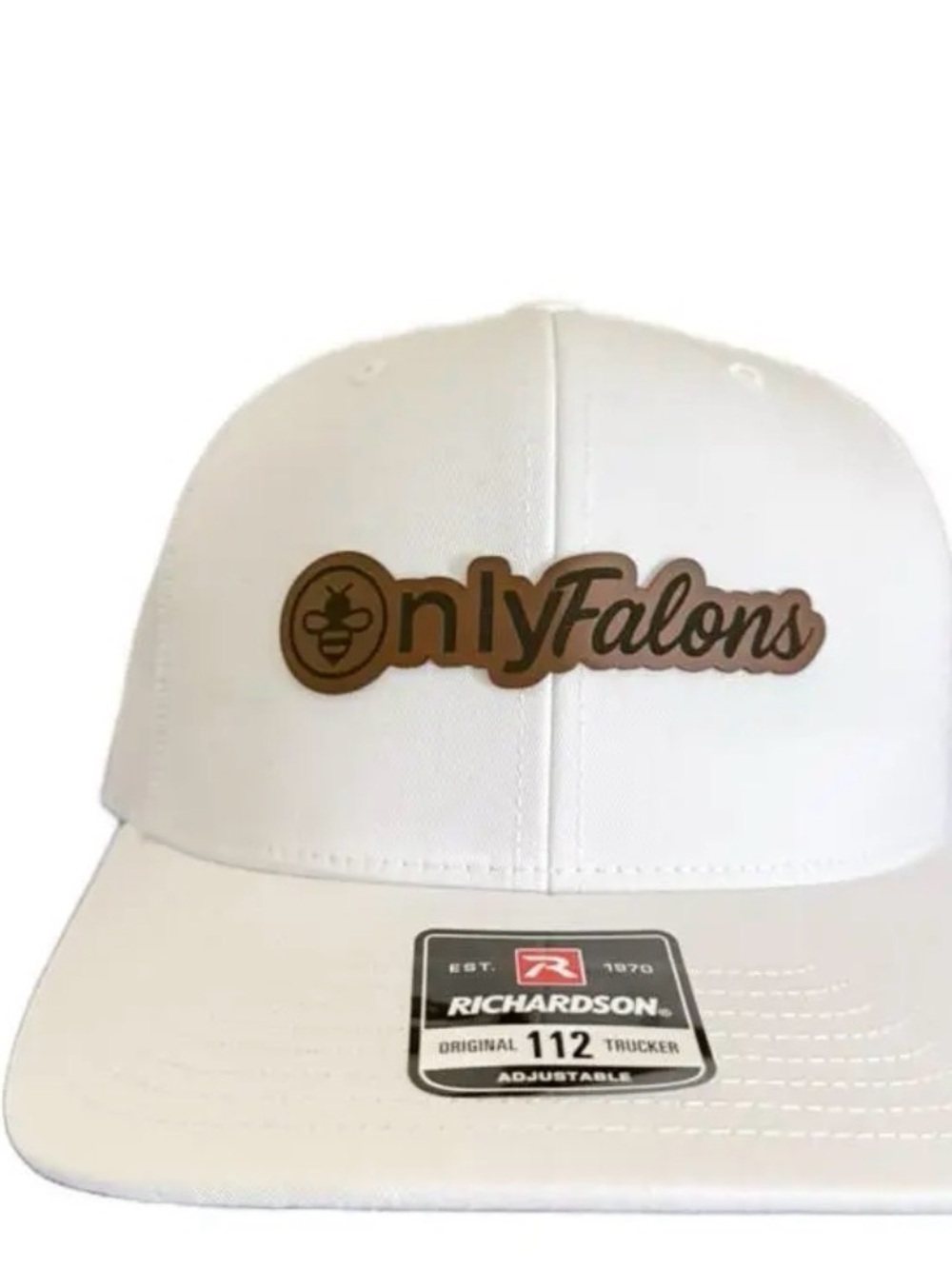 Richardson 112 Trucker Hat White OnlyFalons Leather Patch Snapback Cap New